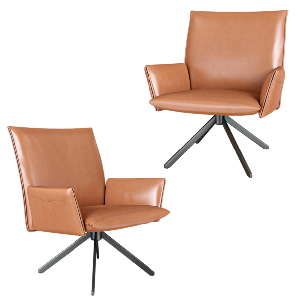 Top concept Clark金属底座 棕色皮革软垫扶手椅3D模型（OBJ,FBX,MAX）