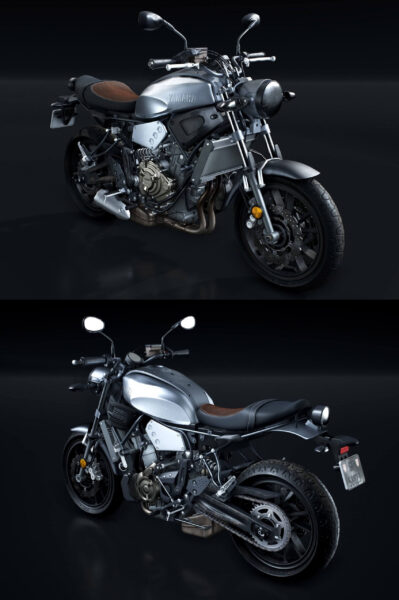 2016雅马哈Yamaha XSR700 PBR摩托车low poly 3D模型（OBJ,FBX,MAX）