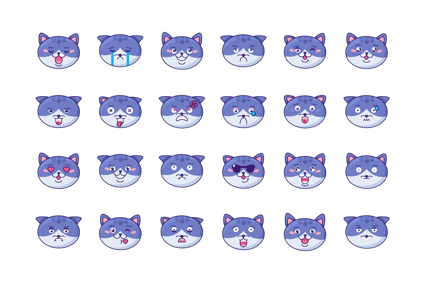 卡通猫表情设计源文件下载 (AI,EPS,JPG,PNG,SVG)