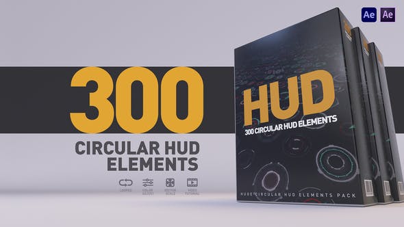 圆形HUD科技元素视频AE模板 (aep)