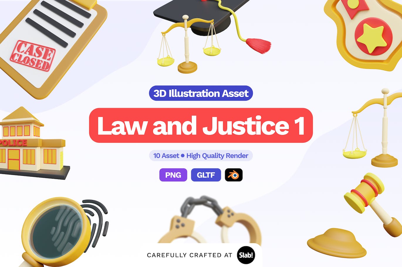 3D法律与正义图标 (PNG,Blend,glft)
