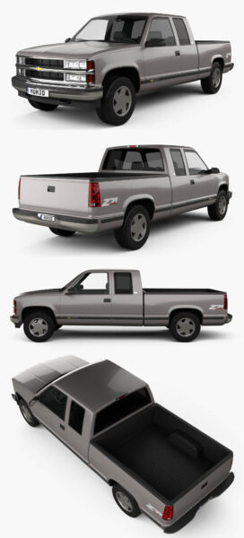 1988款雪佛兰Chevrolet C/K1500中古皮卡车3D模型（OBJ,FBX,MAX）