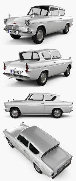 1967款福特Ford Anglia 105e两门汽车3D模型（OBJ,FBX,MAX）