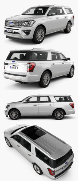 2020款福特Ford Expedition MAX Platinum大型SUV汽车3D模型（OBJ,FBX,MAX,C4D,LWO）