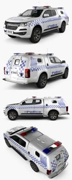 2018款霍顿Holden Colorado SpaceCab Divisional警车3D模型（OBJ,FBX,MAX,C4D,LWO）