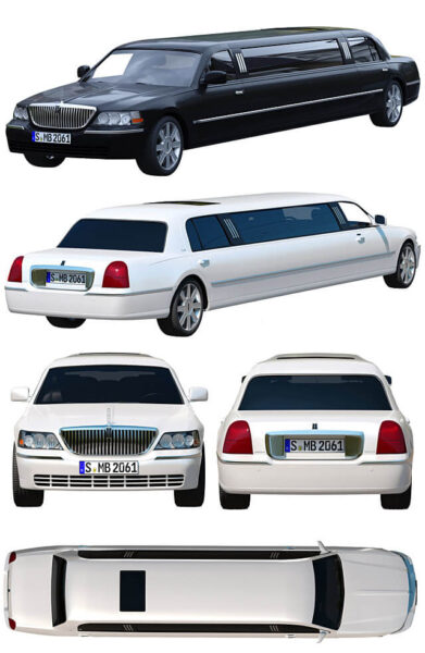 林肯Lincoln Town Car加长版汽车3D模型（OBJ,MAX）