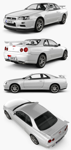 1999日产Nissan Skyline R34 GT-R coupe汽车3D模型（OBJ,FBX,MAX,C4D,LWO）