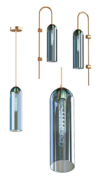 Odeon Light Vosti系列圆柱形玻璃灯罩吊灯和壁灯3D模型（OBJ,FBX,MAX）