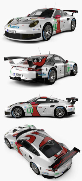 2013保时捷Porsche 911 Carrera RSR赛车3D模型（OBJ,FBX,MAX,C4D,LWO）