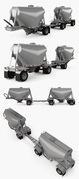 2016款Beall 550干散货双拖车3D模型（OBJ,FBX,MAX,C4D,LWO）