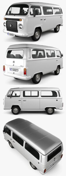 2012款大众Volkswagen Kombi (T2)复古巴士3D模型（OBJ,FBX,MAX）