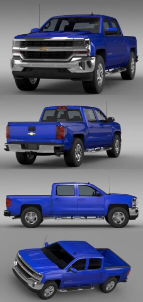 2016雪佛兰Chevrolet Silverado LT Crew Cab Short Box皮卡车3D模型（OBJ,FBX,MAX,C4D,LWO）