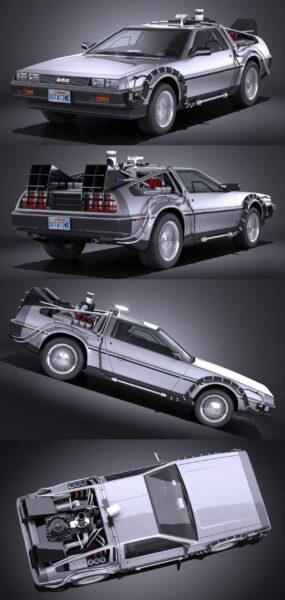 《回到未来》DMC-12经典超级跑车3D模型（OBJ,FBX,MAX,BLEND）