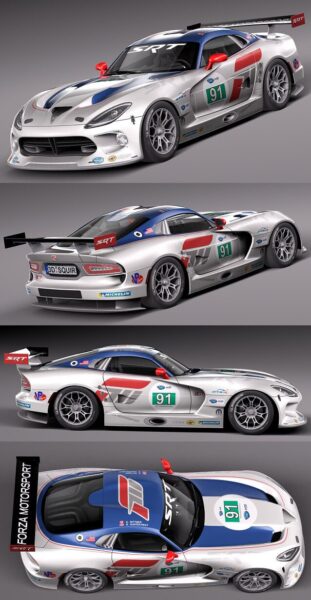 2013道奇蝰蛇Dodge Viper GTS R赛车3D模型（OBJ,FBX,MAX,C4D,LWO）