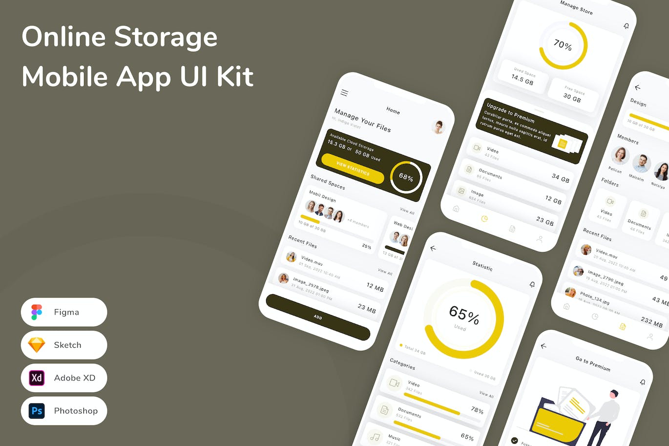 在线存储移动应用APP UI KIT (FIG,PSD,SKETCH,XD)