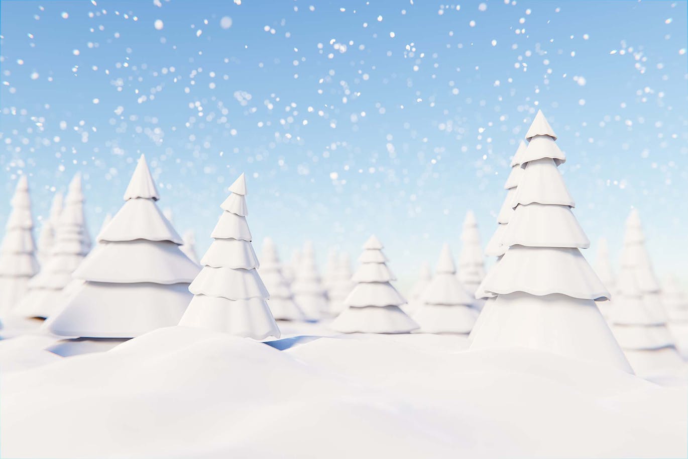 4幅3D冷杉树的宁静景色插图 (JPG)