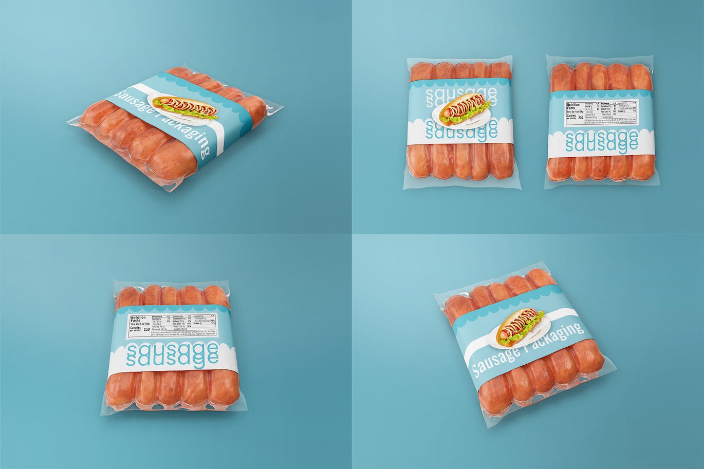 香肠食品真空包装设计样机 (PSD)