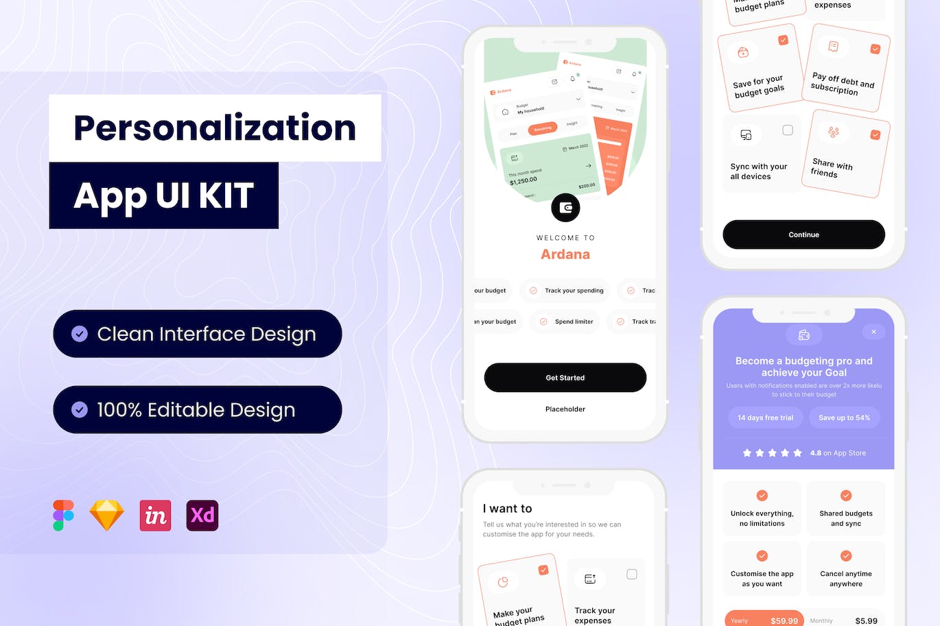 个性化移动应用 App UI Kit (FIG,SKETCH,XD)