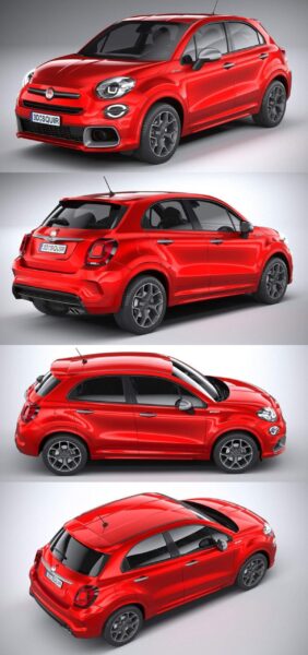 2020菲亚特Fiat 500X Sport汽车3D模型（OBJ,FBX,MAX,C4D,LWO）
