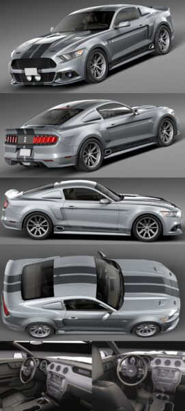 2015福特Ford Mustang GT500 Eleanor汽车3D模型（OBJ,FBX,MAX,C4D,LWO）
