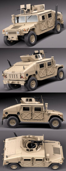 HMMWV Humvee悍马军用车3D模型（OBJ,FBX,MAX,C4D,LWO）