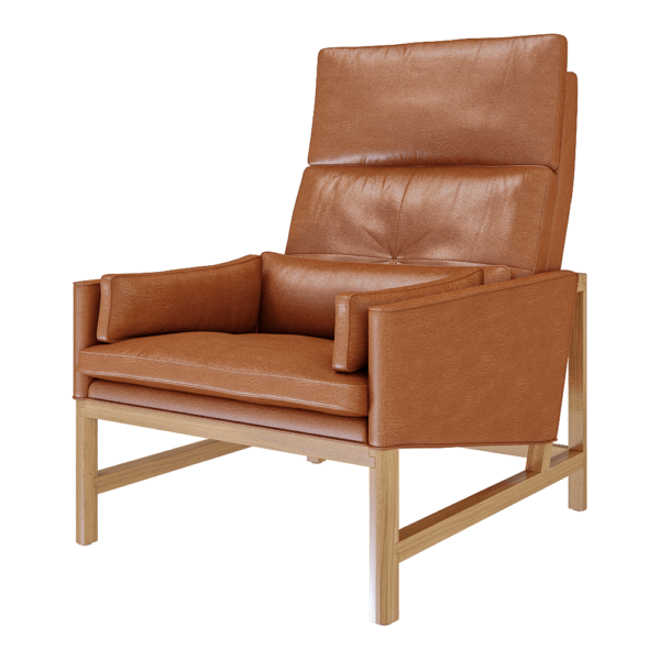 BassamFellows CB-510高背皮革软垫休闲扶手椅3D模型（OBJ,FBX,MAX）