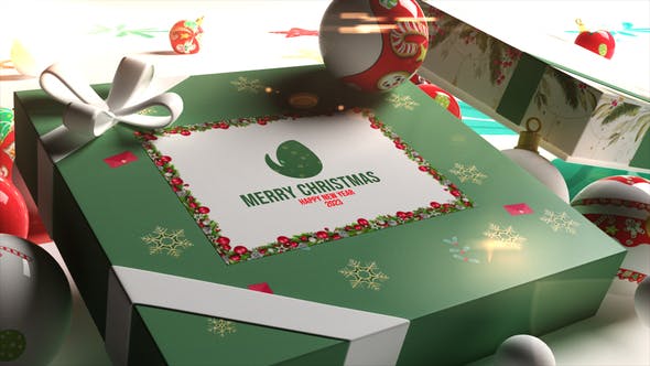 3D场景圣诞盒标志Logo展示视频AE模板 (aep)