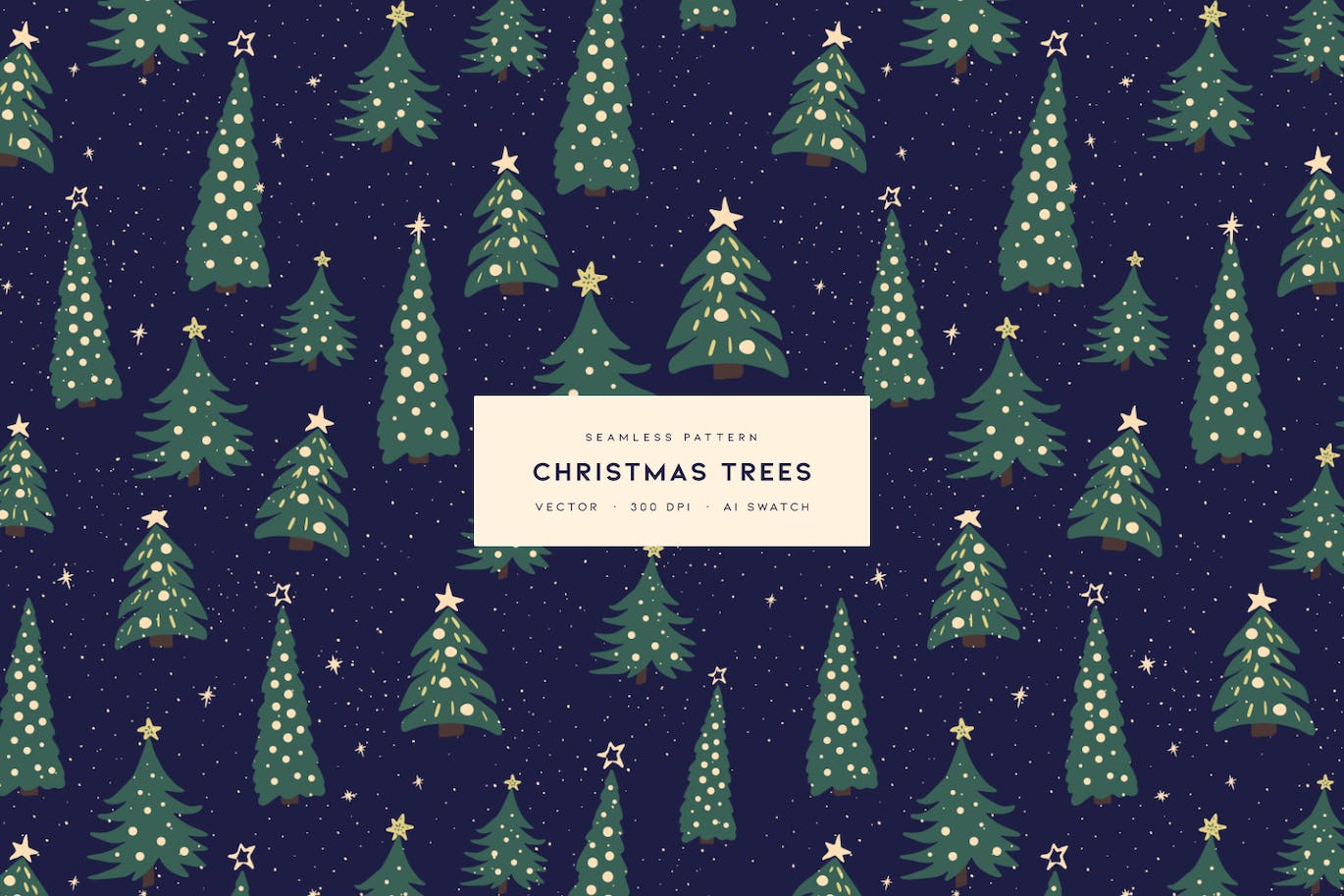 可爱圣诞树背景图案 (AI,EPS,JPG,SVG)