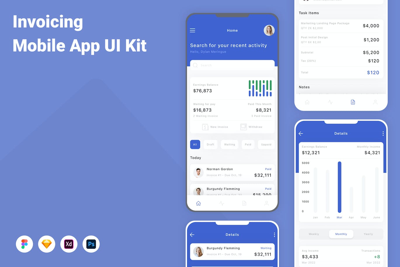 开具发票 移动应用APP UI KIT (FIG,PSD,SKETCH,XD)