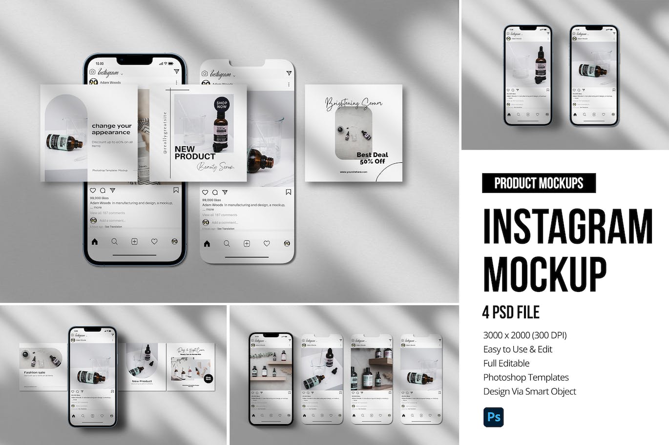 🔴高品质的手机屏幕UI Instagram APP样机展示模型mockups