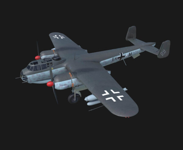 装载Hs 293导弹的德国Dornier Do217 E5轰炸机3D模型（OBJ）