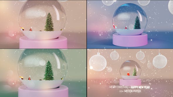 水晶球圣诞节和新年问候视频AE模板 (aep)