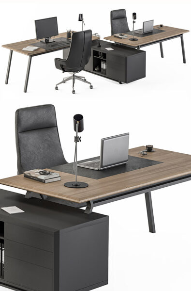 办公室单人座员工桌椅 办公室家具3D模型（OBJ,MAX）