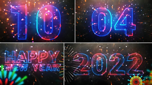 2023年新年快乐倒计时倒数视频模板 (aep)