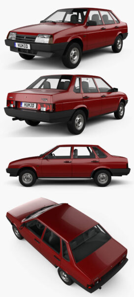 1990 VAZ Lada 21099汽车3D模型（OBJ,FBX,MAX,C4D,LWO）