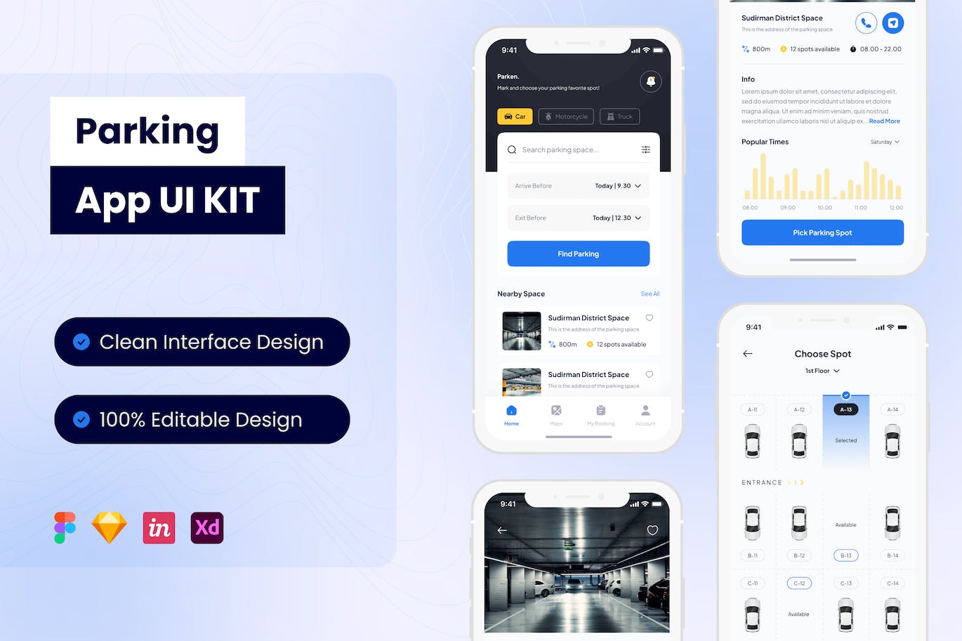 停车场应用APP UI KIT (FIG,SKETCH,XD)