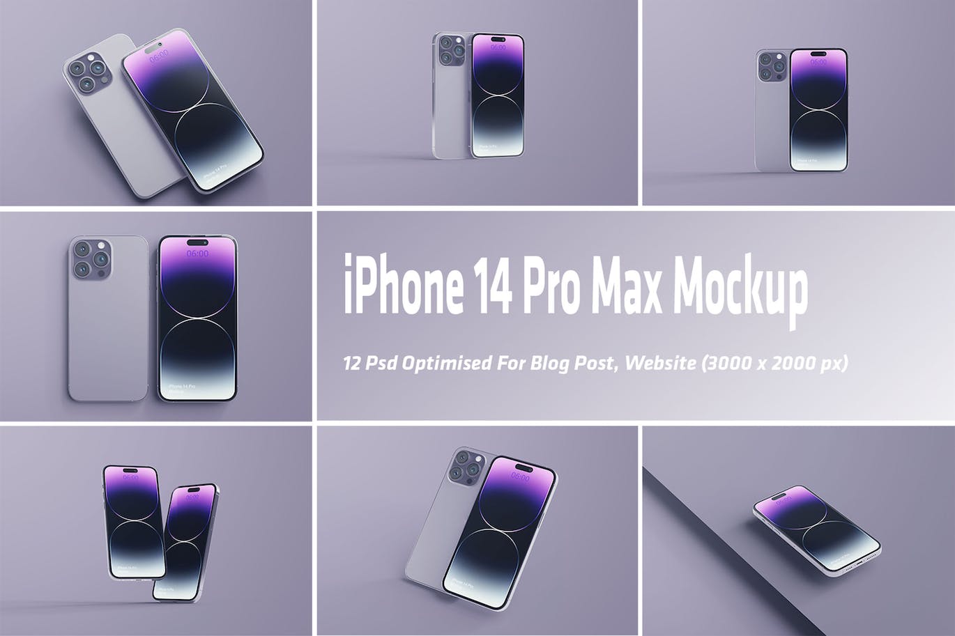 灵动岛iPhone 14 Pro Max新款苹果手机样机 (PSD,PDF)