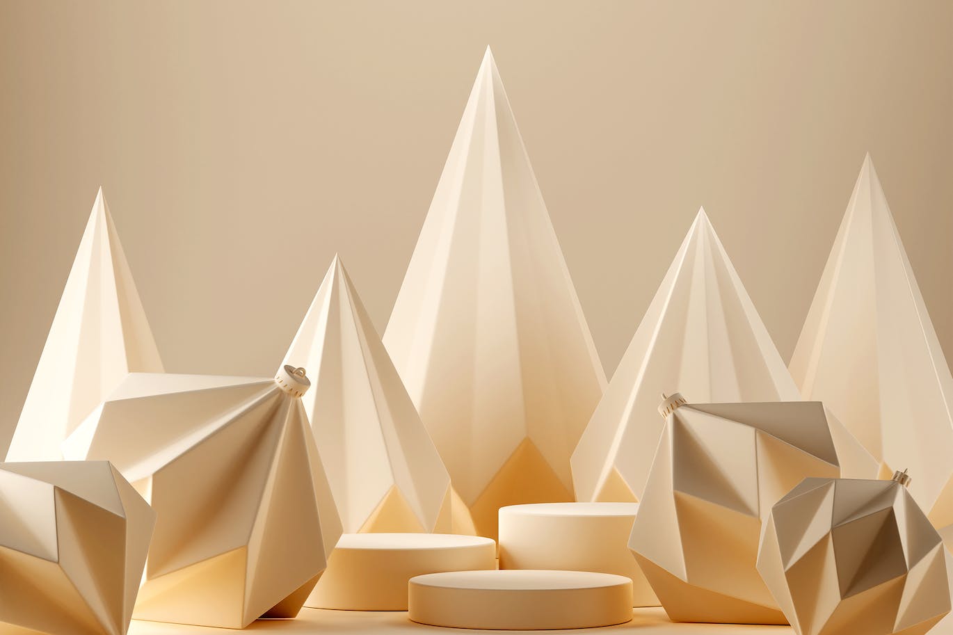 3D抽象圣诞树灯背景 (JPG)