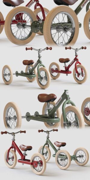 Et Draisienne Acier 2-en-1 Vintag儿童自行车 三轮车3D模型（OBJ,MAX）