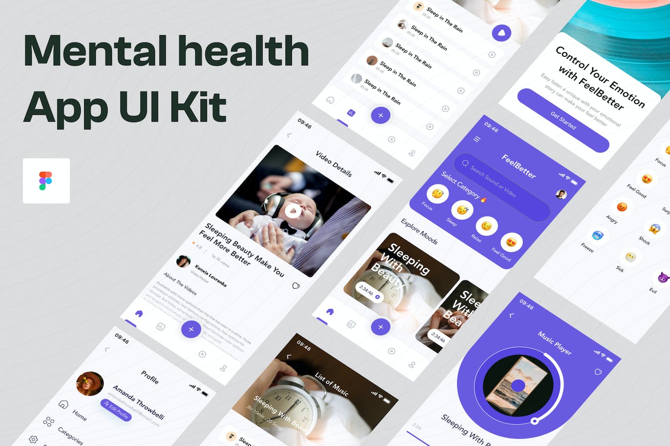 心理健康应用APP UI KIT (FIG)