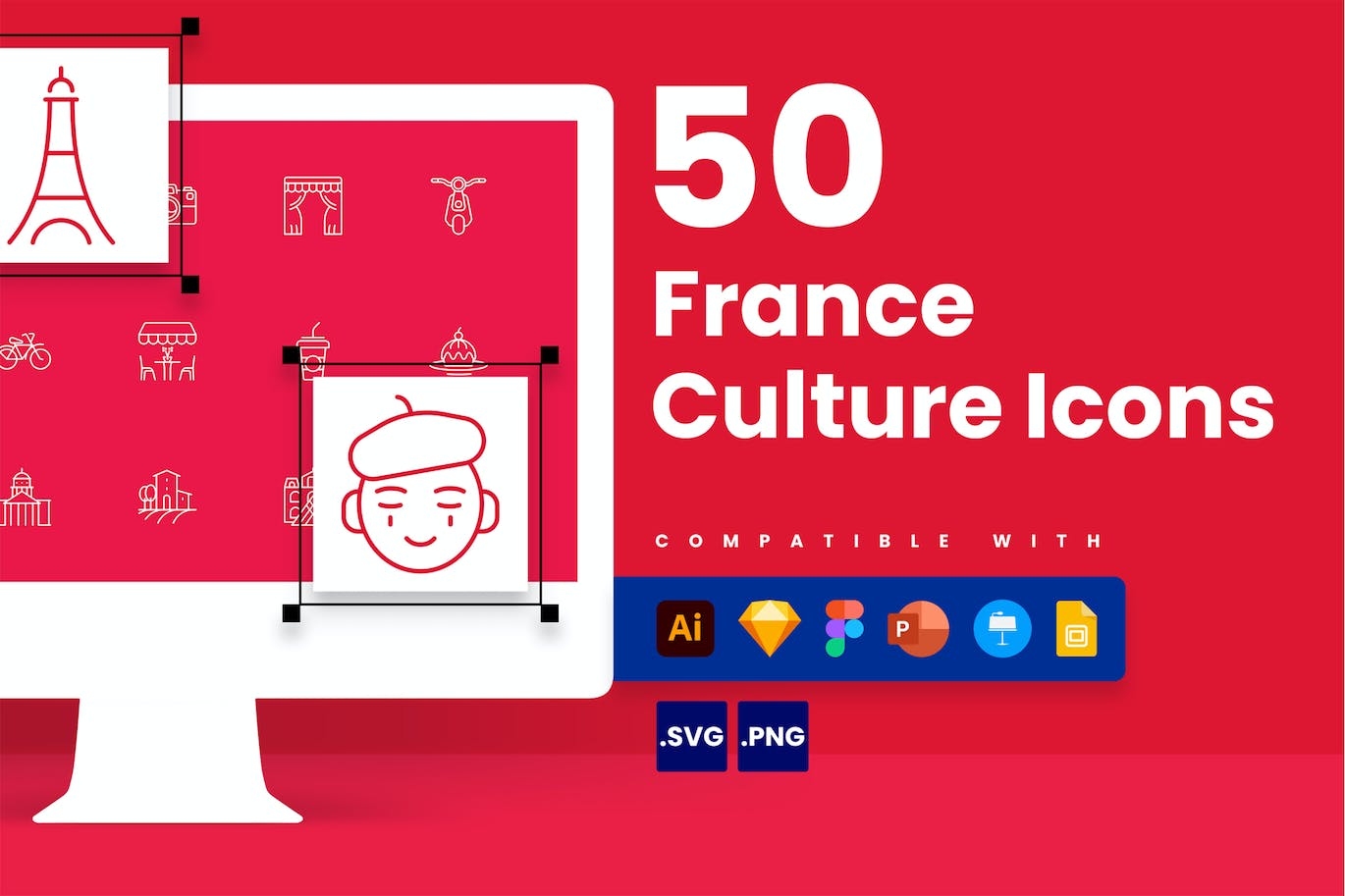 50法国元素矢量图标集 (AI,PNG,FIG,SKETCH,SVG)