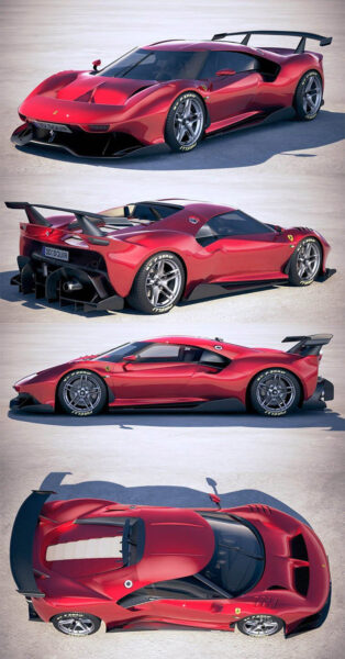 2019法拉利Ferrari P80C跑车3D模型（OBJ,FBX,MAX,C4D,LWO）