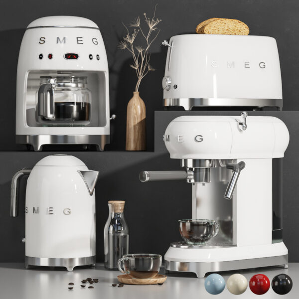 Smeg咖啡机 水壶 烤面包机 厨房电器3D模型（OBJ,FBX,MAX）