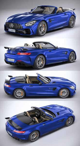 2020奔驰Mercedes-Benz AMG GT R Roadster敞篷跑车3D模型（OBJ,FBX,MAX）