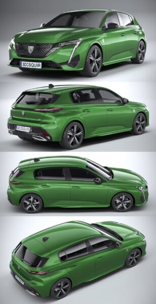 2022标志Peugeot 308 SUV汽车3D模型（OBJ,FBX,MAX,C4D,LWO）