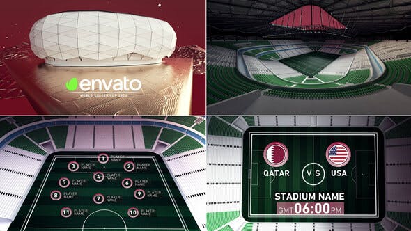 2022世界杯卡塔尔教育城体育场3D全方位展示视频模板 (aep)