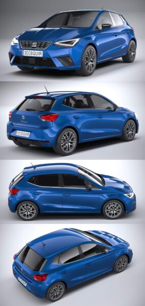 2022款西亚特伊比飒Seat Ibiza汽车3D模型（OBJ,FBX,MAX,C4D,LWO）