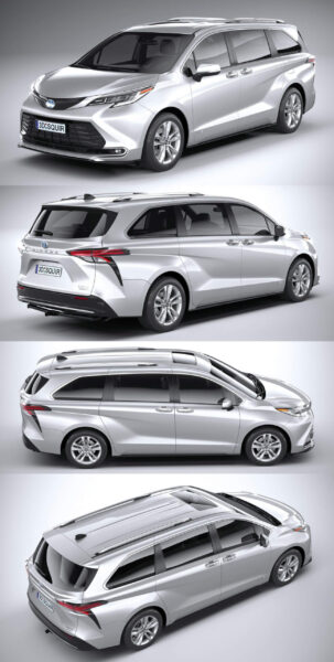 2021丰田赛那Toyota Sienna MPV汽车3D模型（OBJ,FBX,MAX,C4D,LWO）