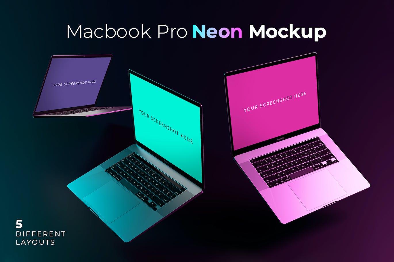 Macbook Pro 霓虹灯样机 (PSD)
