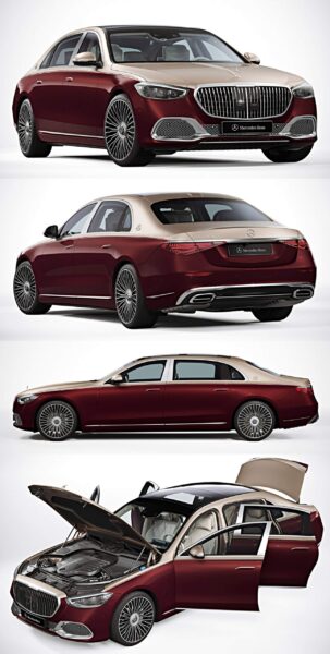 2022奔驰Mercedes Benz S Class Maybach豪华汽车3D模型（OBJ,FBX,MAX,C4D,LWO）